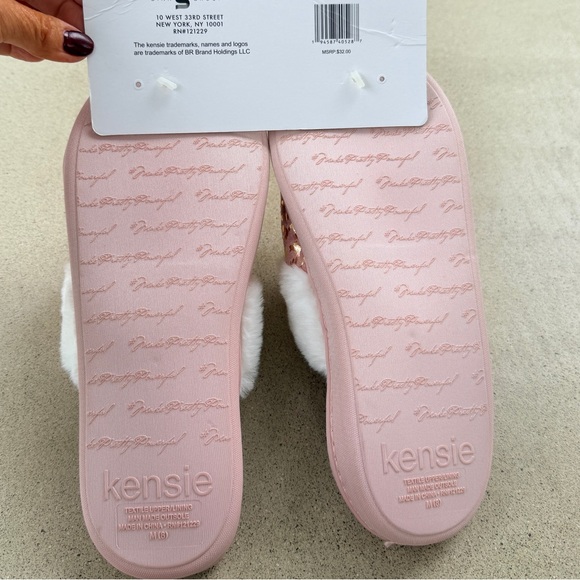 Kensie Pink and Gold Leopard Memory Foam Slippers, NEW, Size 8 - Picture 2 of 5